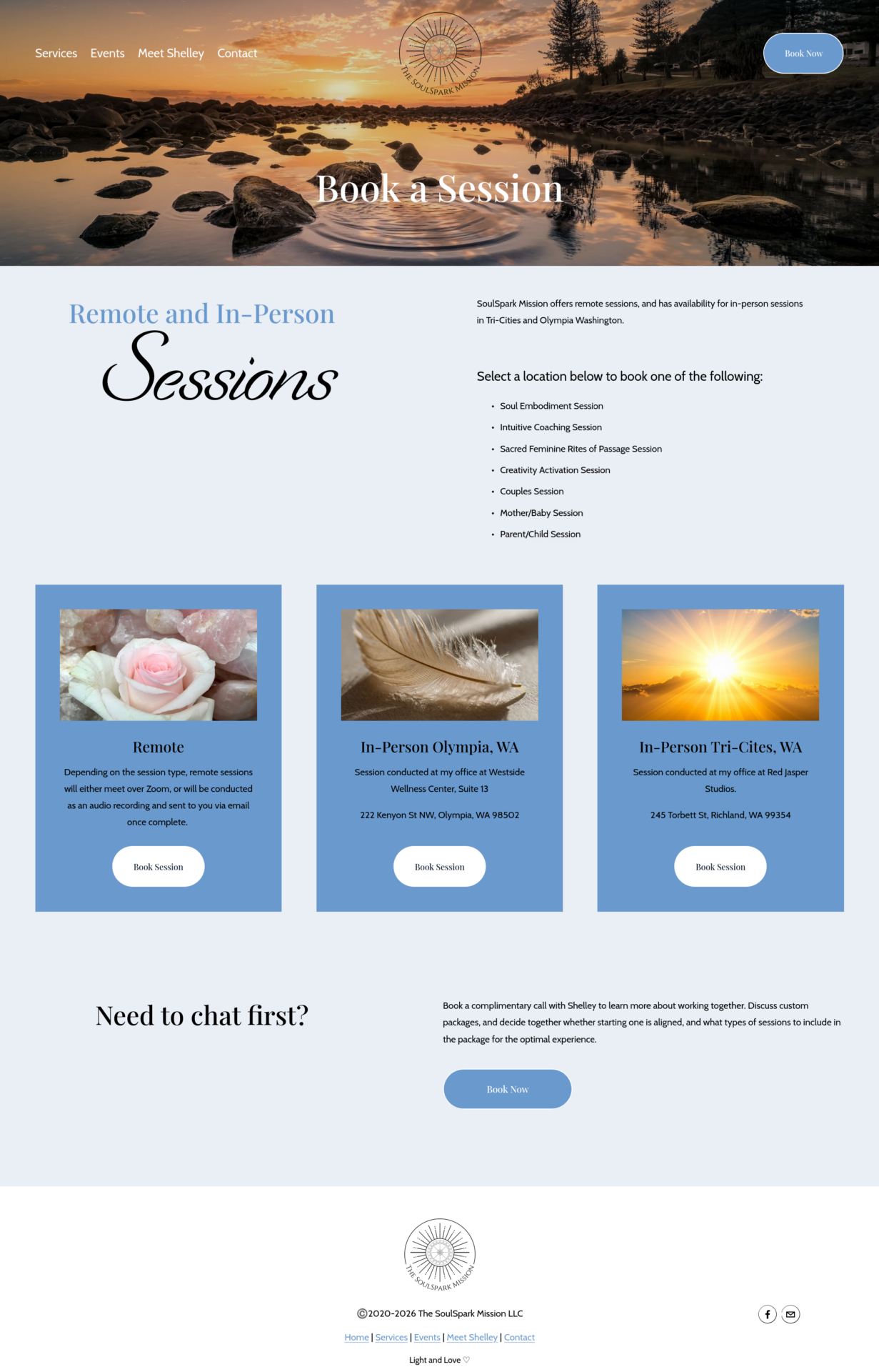 Booking page for SoulSpark Mission